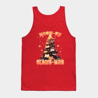 Kawaii Anime Super Cute Cat Catmas Tree: Meowry Clawsmas Tank Top